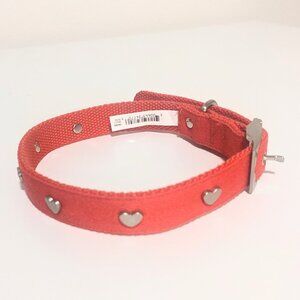 Red Dog Collar With Silver Hearts